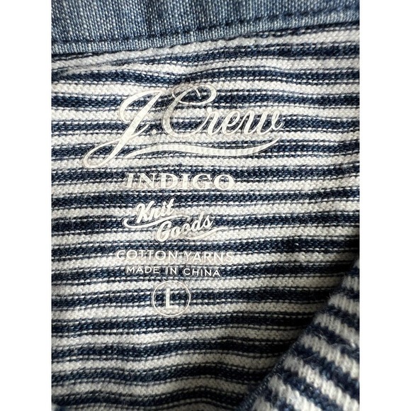 J Crew Indigo Striped Performance Polo Shirt Navy White Striped Men Size Large - Picture 5 of 5
